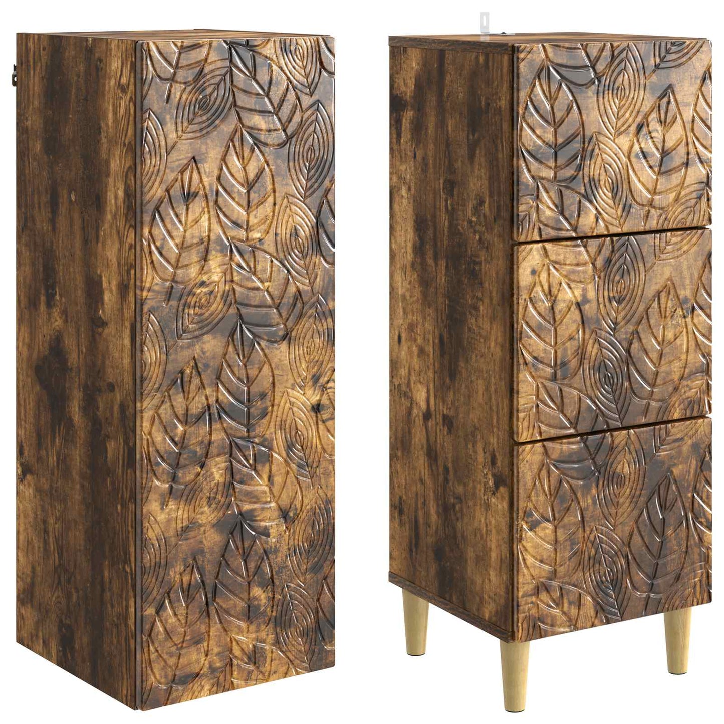 Kastenset 2 pcs Gerookt eiken 33 x 34,5 x 90 cm Bewerkt hout is nu te koop bij PeponiXL, paradijselijk wonen!