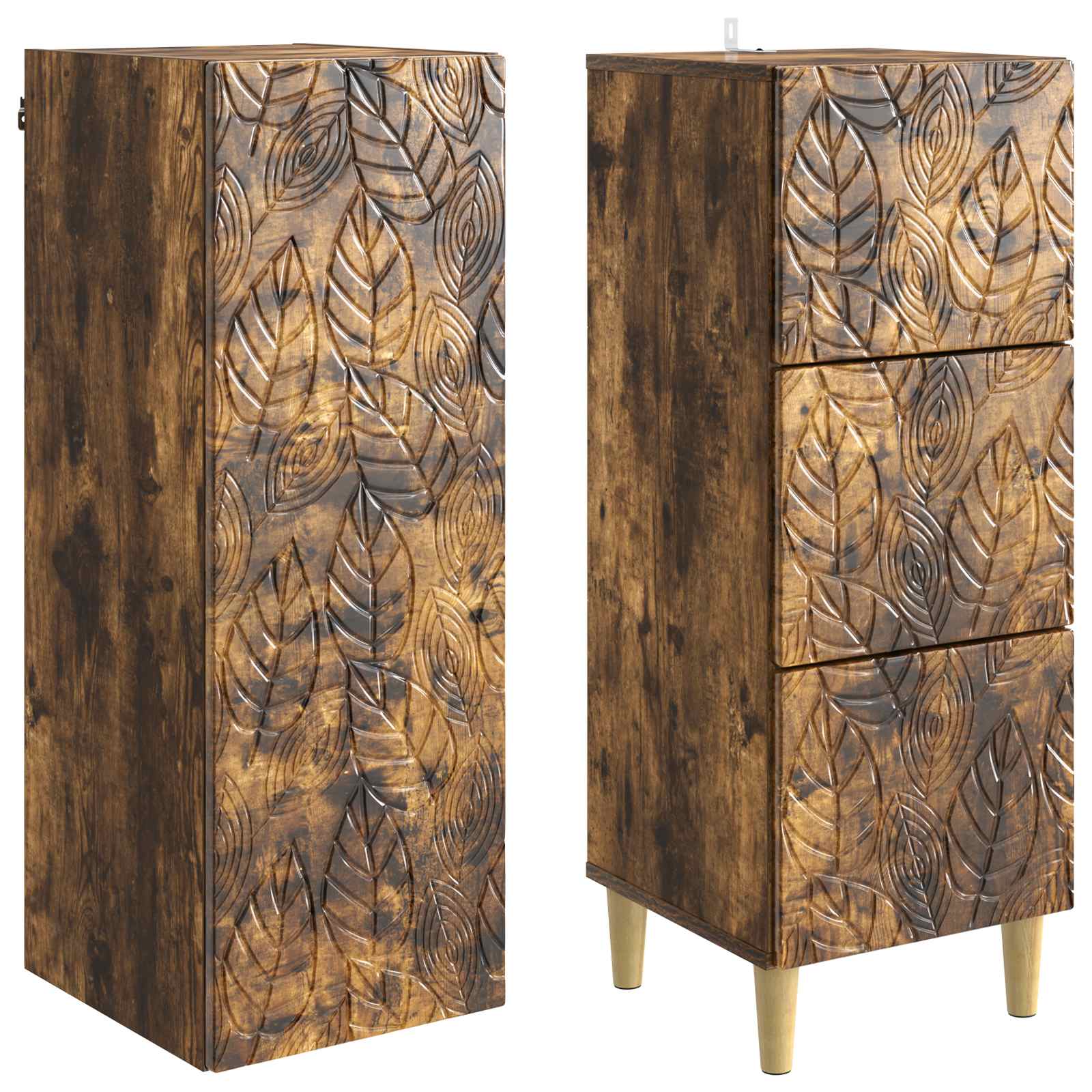 Kastenset 2 pcs Gerookt eiken 33 x 34,5 x 90 cm Bewerkt hout is nu te koop bij PeponiXL, paradijselijk wonen!