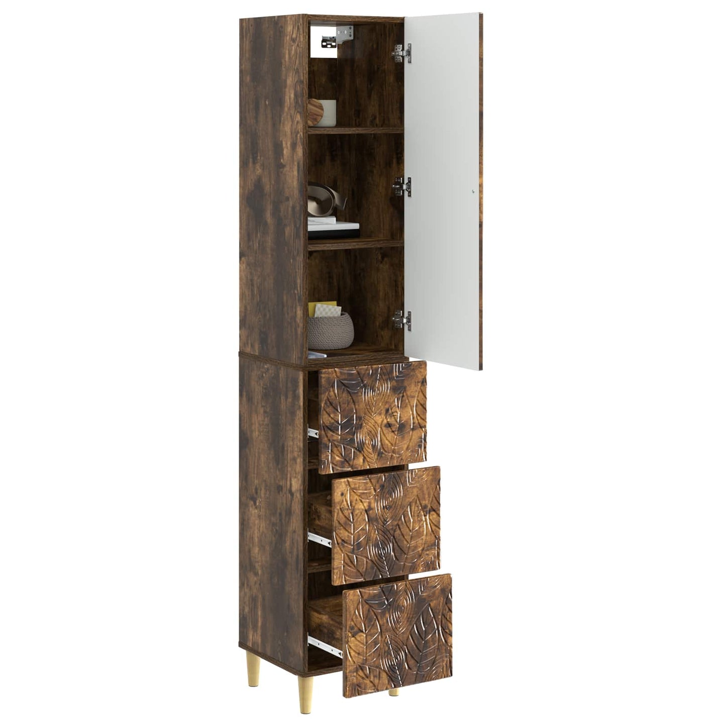Kastenset 2 pcs Gerookt eiken 33 x 34,5 x 90 cm Bewerkt hout is nu te koop bij PeponiXL, paradijselijk wonen!