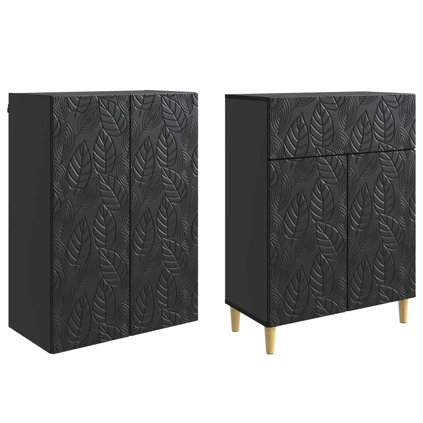 Kastenset 2 pcs Zwart Bewerkt hout