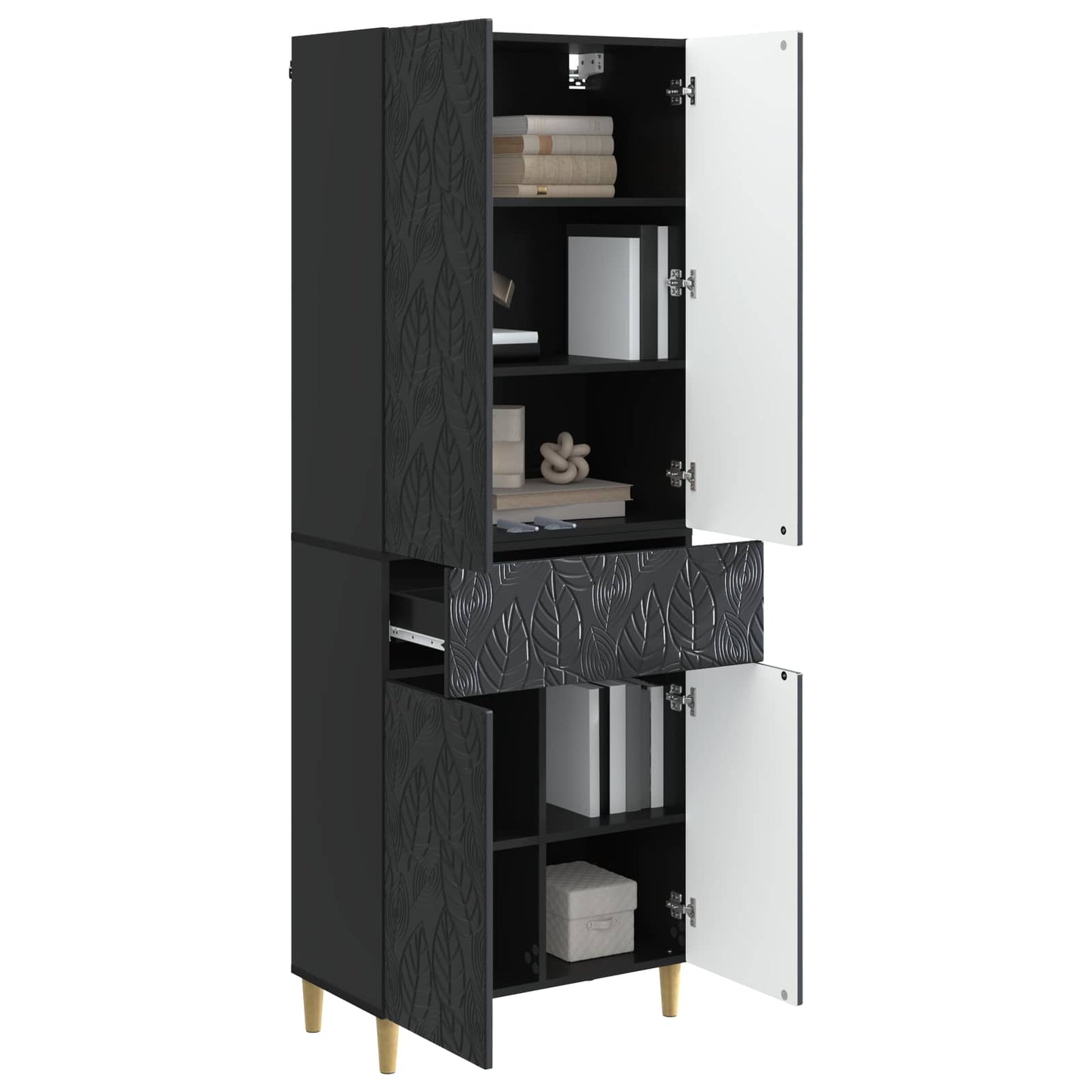 Kastenset 2 pcs Zwart Bewerkt hout