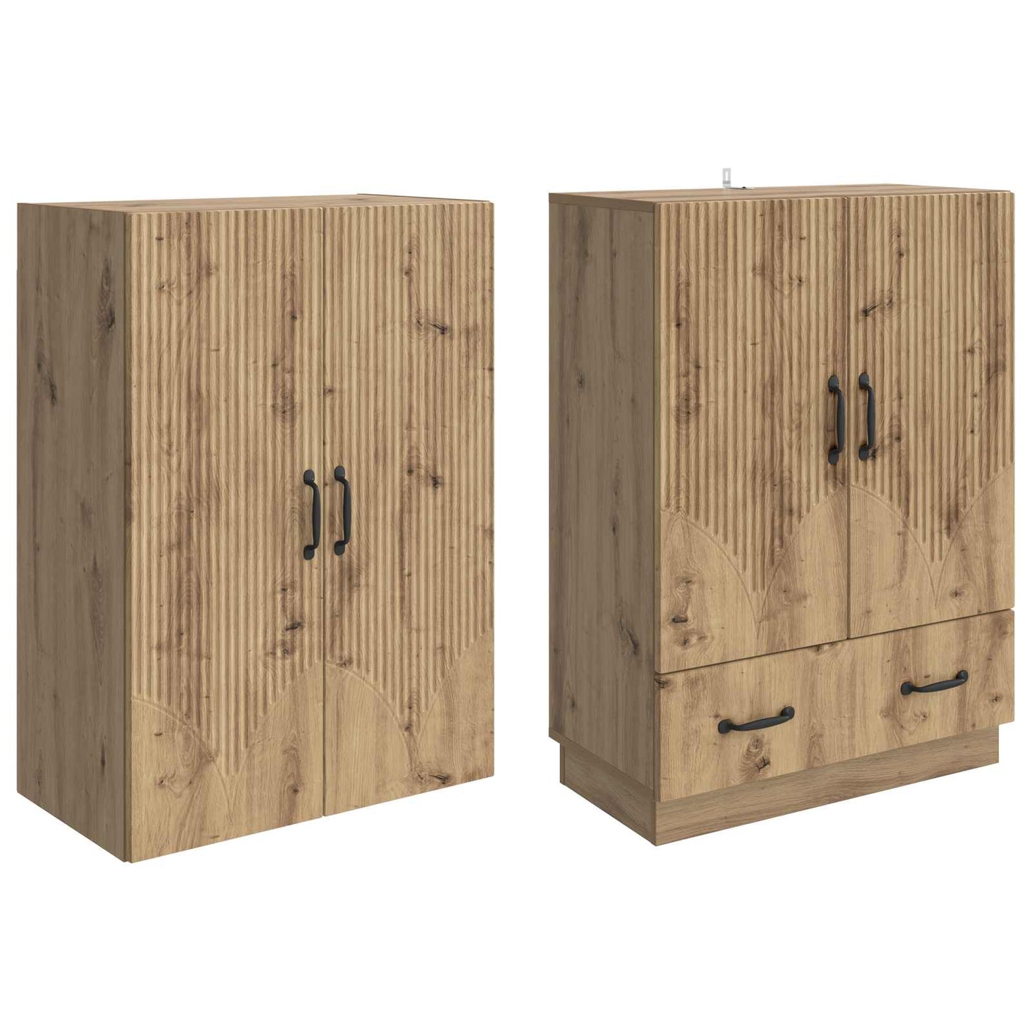 Kastenset 2 st Artisanaal eiken Bewerkt hout