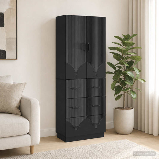 Kastenset 2 pcs Zwart 66 x 34,5 x 87 cm Bewerkt hout is nu te koop bij PeponiXL, paradijselijk wonen!