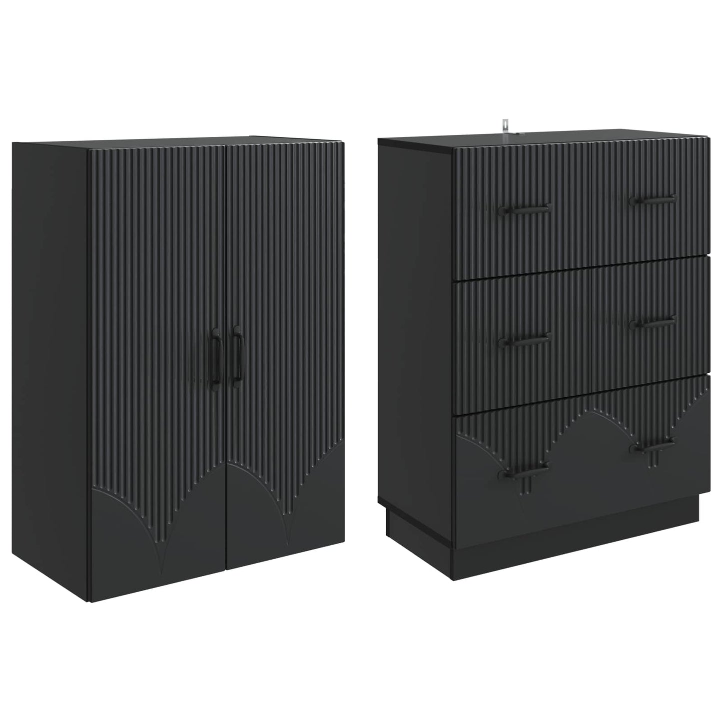 Kastenset 2 pcs Zwart 66 x 34,5 x 87 cm Bewerkt hout is nu te koop bij PeponiXL, paradijselijk wonen!