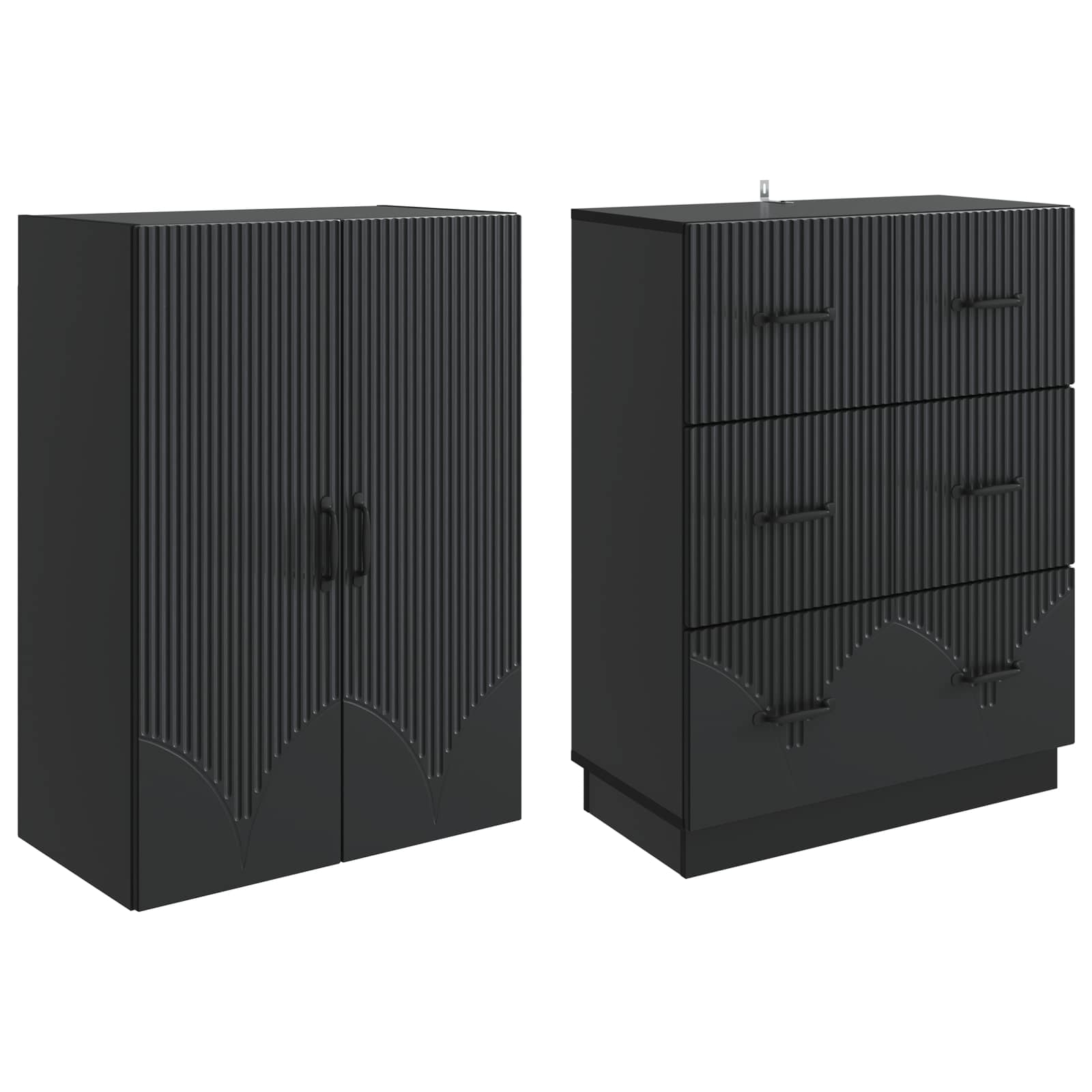 Kastenset 2 pcs Zwart 66 x 34,5 x 87 cm Bewerkt hout is nu te koop bij PeponiXL, paradijselijk wonen!