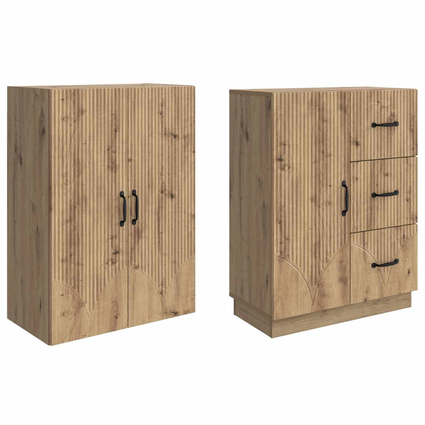 Kastenset 2 st Artisanaal eiken Bewerkt hout
