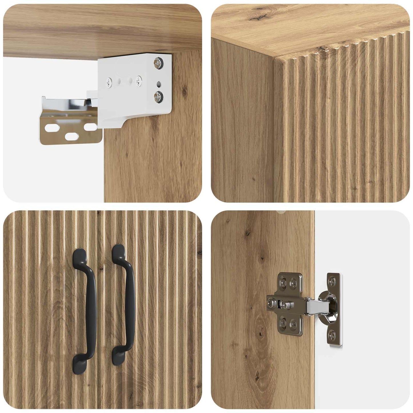 Kastenset 2 st Artisanaal eiken Bewerkt hout