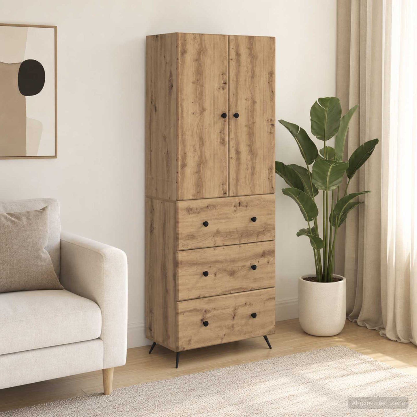 Kastenset 2 st 66 x 34,5 x 90 cm Bewerkt hout Artisanaal eiken is nu te koop bij PeponiXL, paradijselijk wonen!