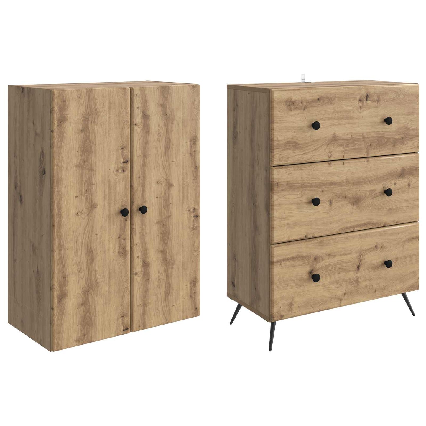 Kastenset 2 st 66 x 34,5 x 90 cm Bewerkt hout Artisanaal eiken is nu te koop bij PeponiXL, paradijselijk wonen!