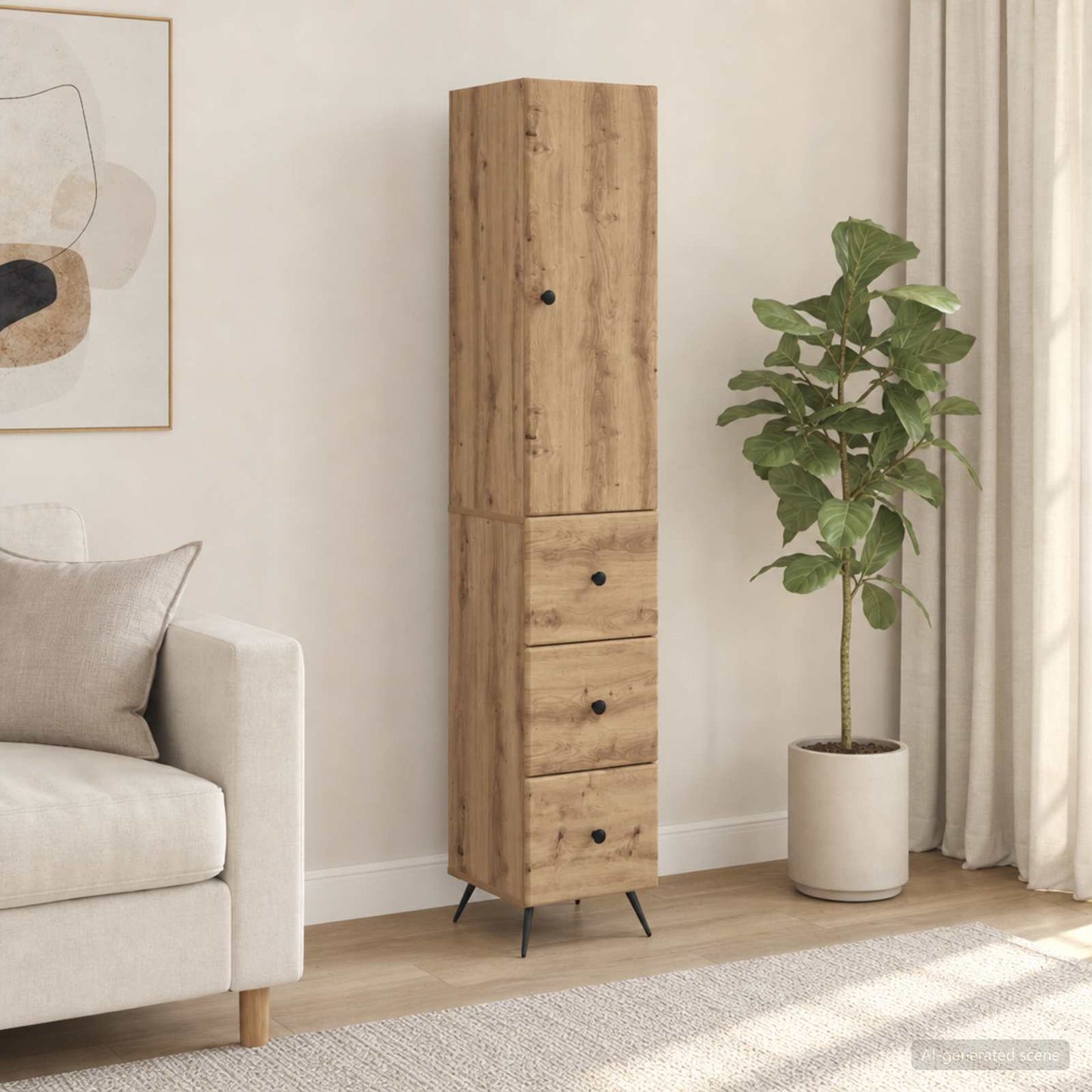 Kastenset 2 st 34,5 x 34,5 x 90 cm Bewerkt hout