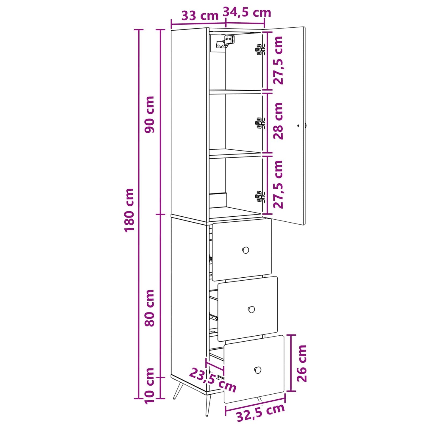 Kastenset 2 st 34,5 x 34,5 x 90 cm Bewerkt hout