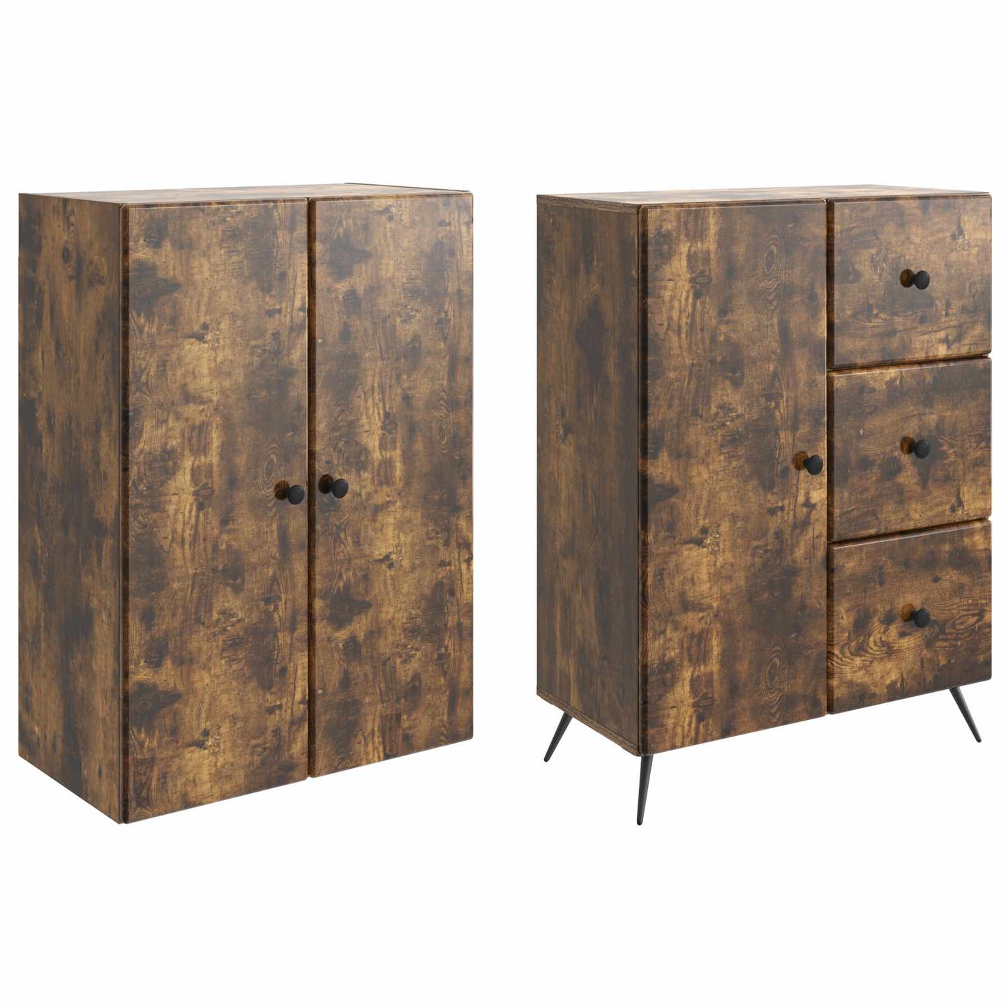 Kastenset 2 pcs Gerookt eiken Bewerkt hout