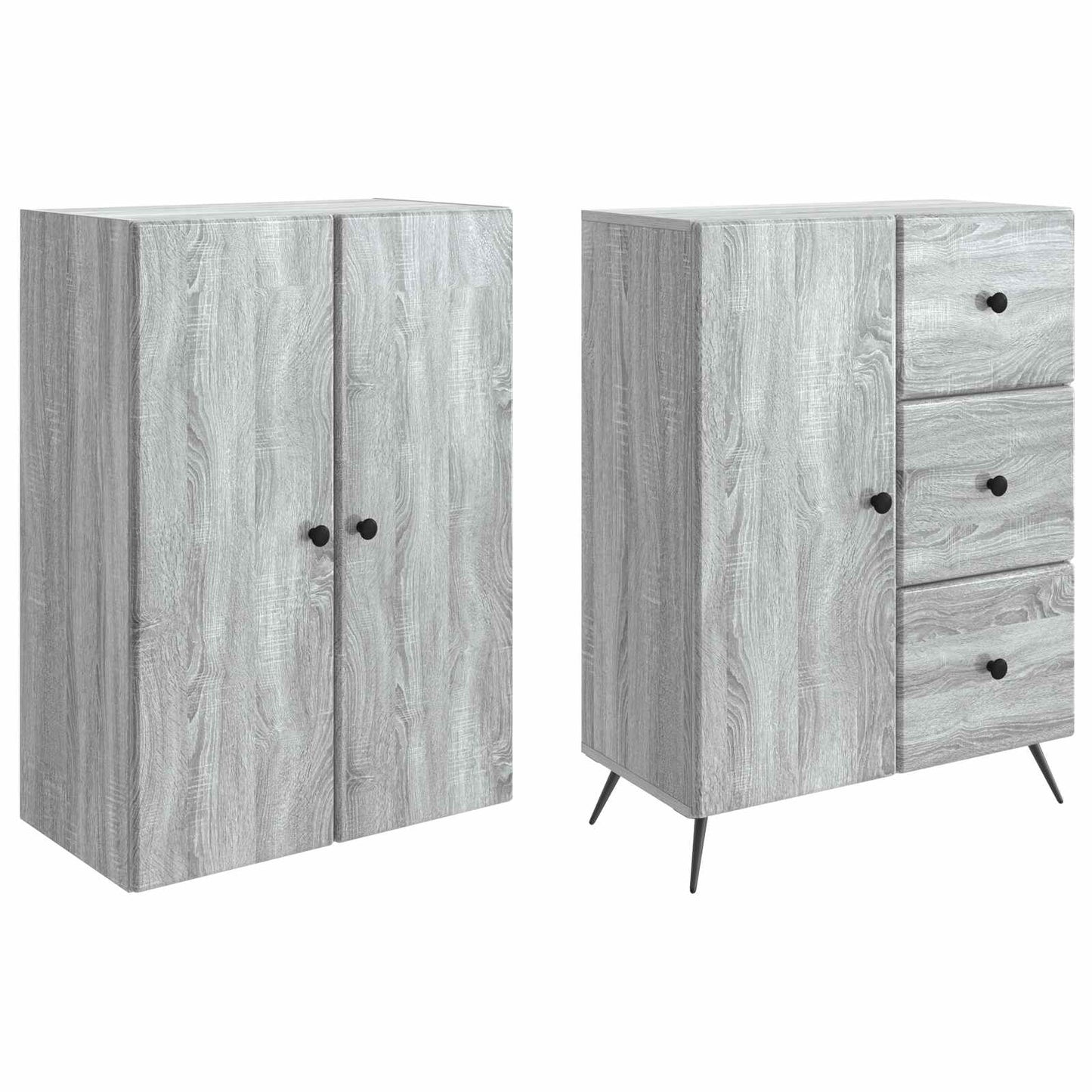 Kastenset 2 pcs Grijs Sonoma Bewerkt hout