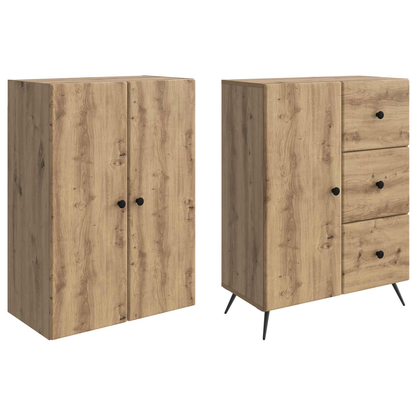 Kastenset 2 pcs Artisanaal eiken Bewerkt hout