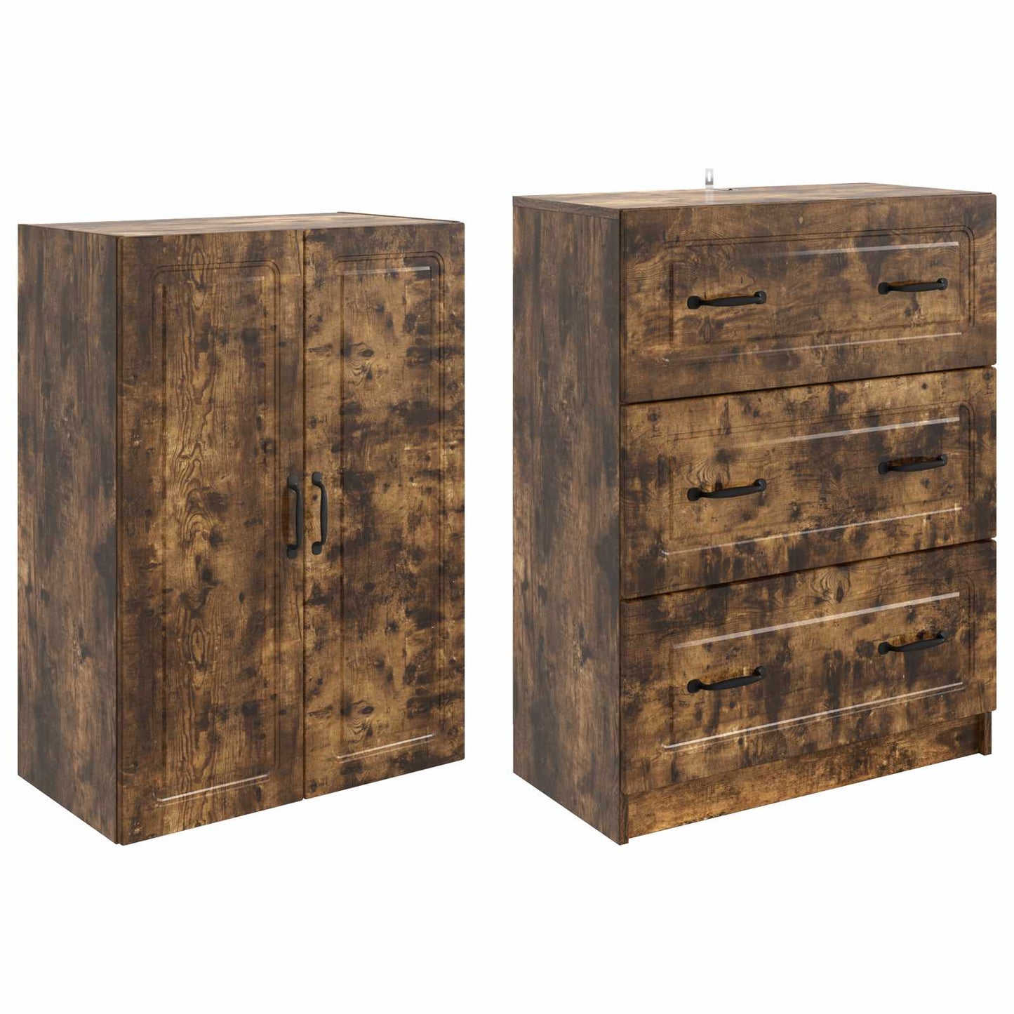 Kastenset 2 pcs Gerookt eiken 66 x 34,5 x 87 cm Bewerkt hout is nu te koop bij PeponiXL, paradijselijk wonen!