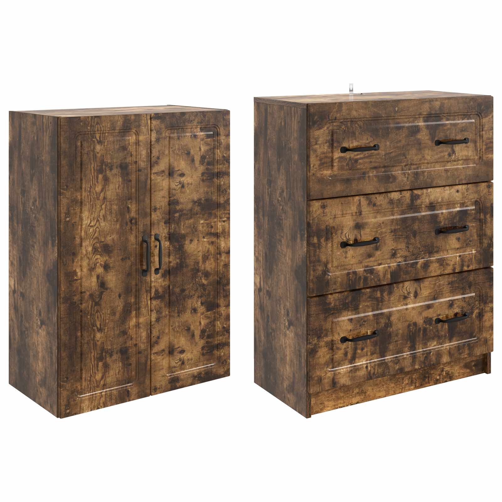 Kastenset 2 pcs Gerookt eiken 66 x 34,5 x 87 cm Bewerkt hout is nu te koop bij PeponiXL, paradijselijk wonen!