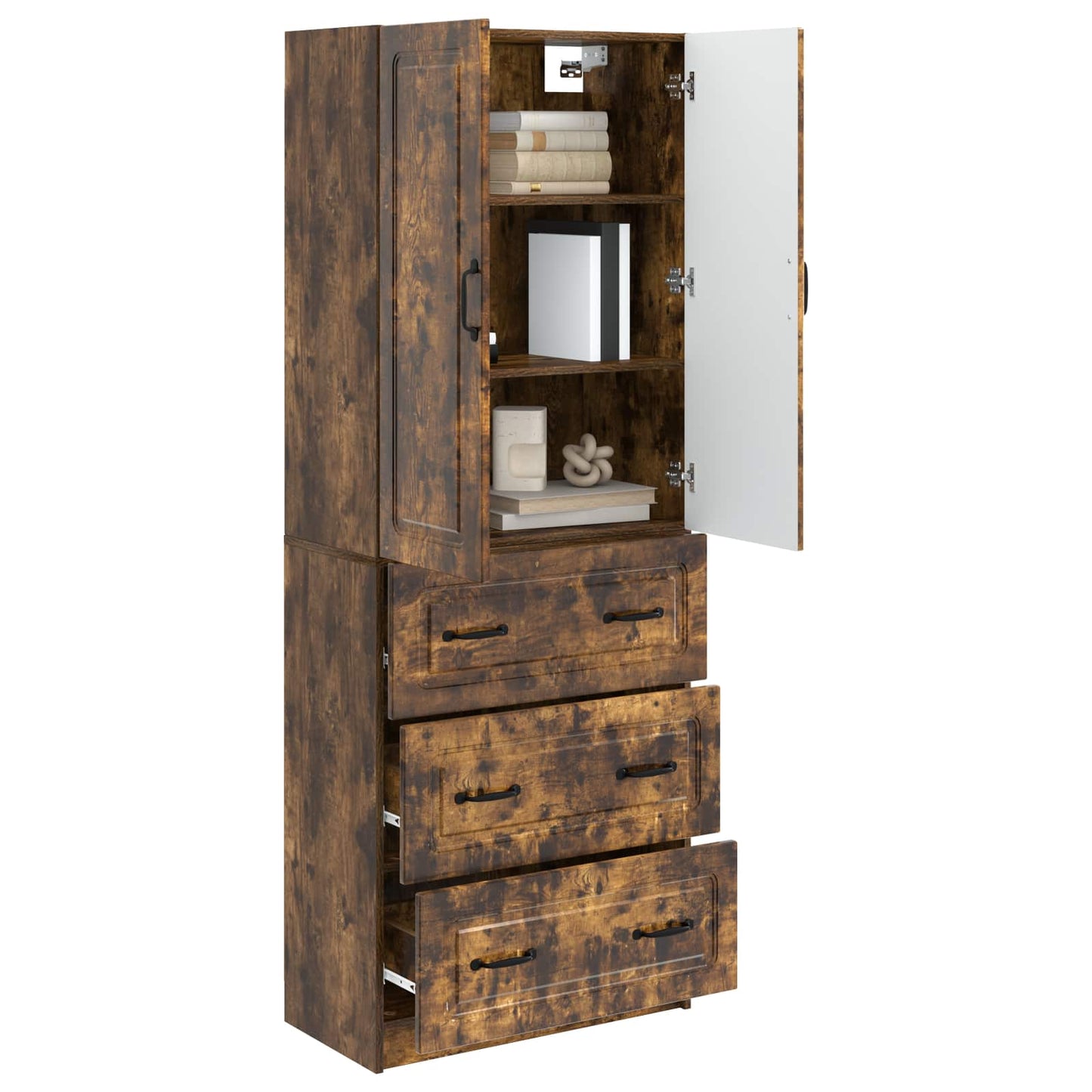 Kastenset 2 pcs Gerookt eiken 66 x 34,5 x 87 cm Bewerkt hout is nu te koop bij PeponiXL, paradijselijk wonen!