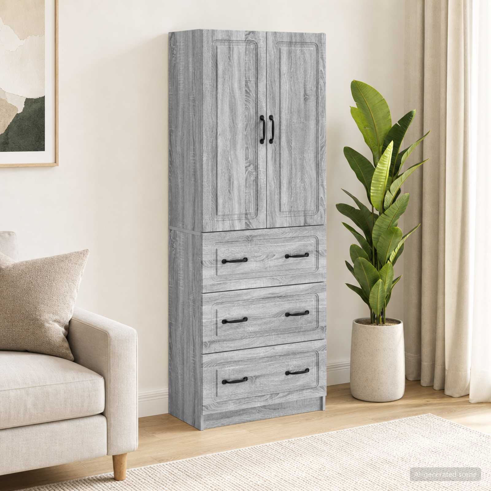 Kastenset 2 pcs Grijs Sonoma 66 x 34,5 x 87 cm Bewerkt hout is nu te koop bij PeponiXL, paradijselijk wonen!