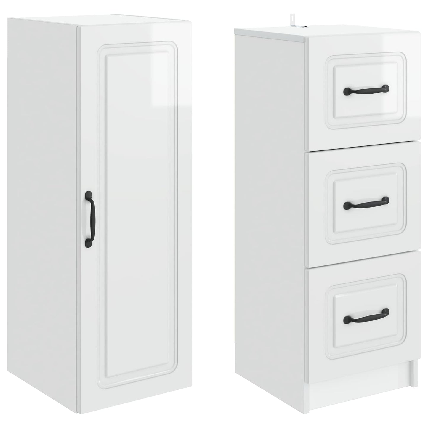 Kastenset 2 pcs Hoogglans Wit 33 x 34,5 x 87 cm Bewerkt hout is nu te koop bij PeponiXL, paradijselijk wonen!
