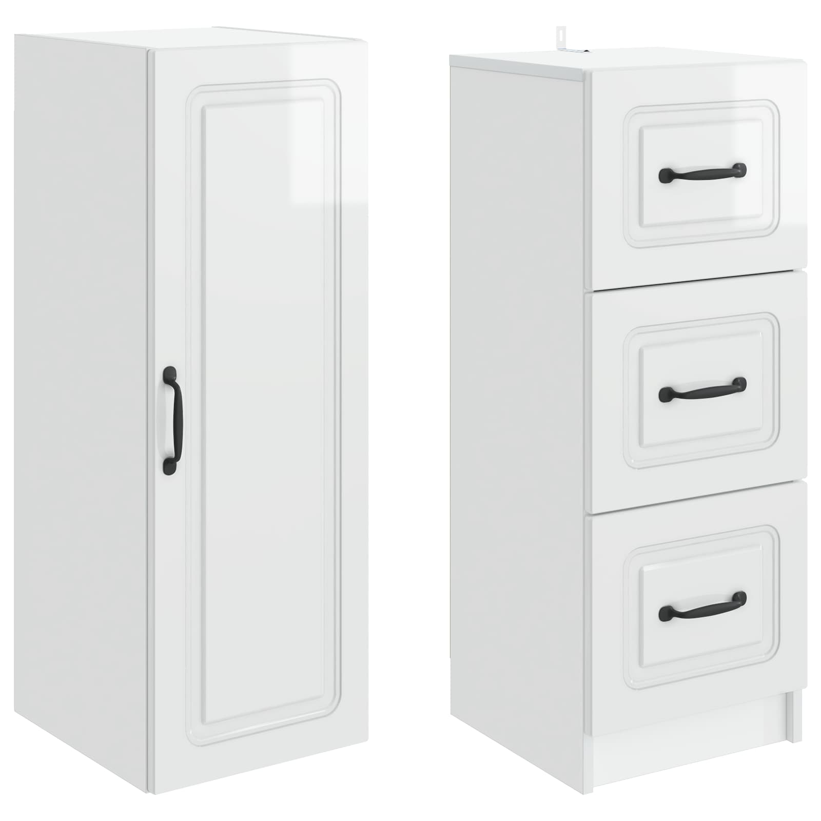 Kastenset 2 pcs Hoogglans Wit 33 x 34,5 x 87 cm Bewerkt hout is nu te koop bij PeponiXL, paradijselijk wonen!