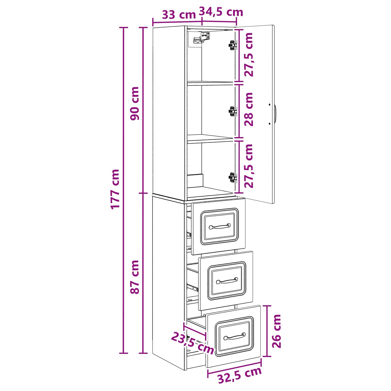 Kastenset 2 st 33 x 34,5 x 87 cm Bewerkt hout Artisanaal eiken is nu te koop bij PeponiXL, paradijselijk wonen!