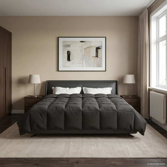Vol jaar dekbed Gekwilt Antraciet 200 x 200 cm Microfiber is nu te koop bij PeponiXL, paradijselijk wonen!