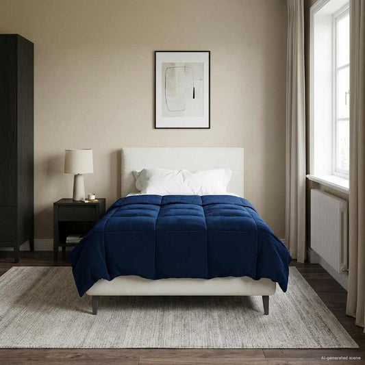Vol jaar dekbed Gekwilt Donkerblauw 135 x 200 cm Microfiber is nu te koop bij PeponiXL, paradijselijk wonen!