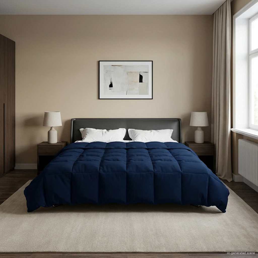 Vol jaar dekbed Gekwilt Donkerblauw 220 x 260 cm Microfiber is nu te koop bij PeponiXL, paradijselijk wonen!