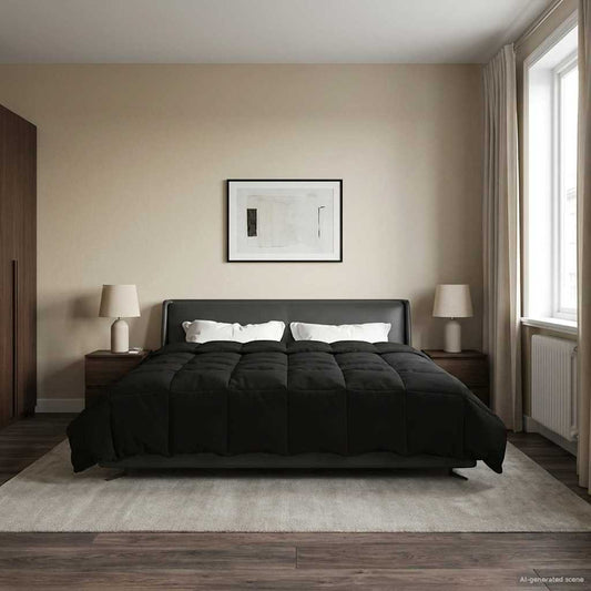 Winter Dekbed Gekwilt Zwart 200 x 200 cm Microfiber is nu te koop bij PeponiXL, paradijselijk wonen!