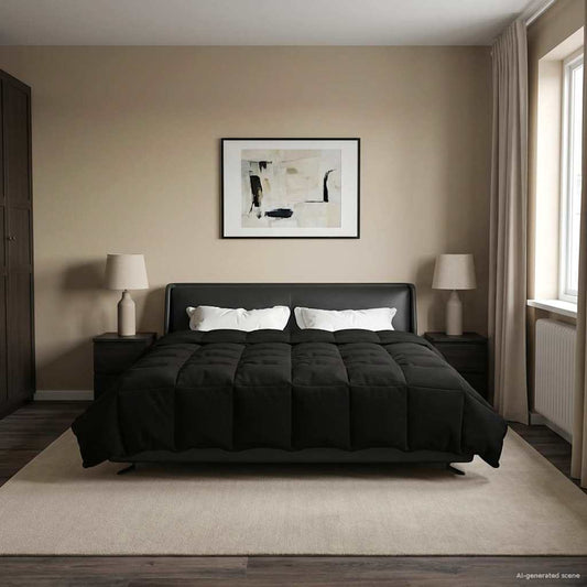 Winter Dekbed Gekwilt Zwart 200 x 240 cm Microfiber is nu te koop bij PeponiXL, paradijselijk wonen!