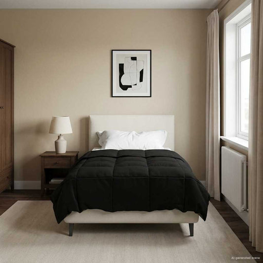 Winter Dekbed Gekwilt Zwart 140 x 220 cm Microfiber is nu te koop bij PeponiXL, paradijselijk wonen!