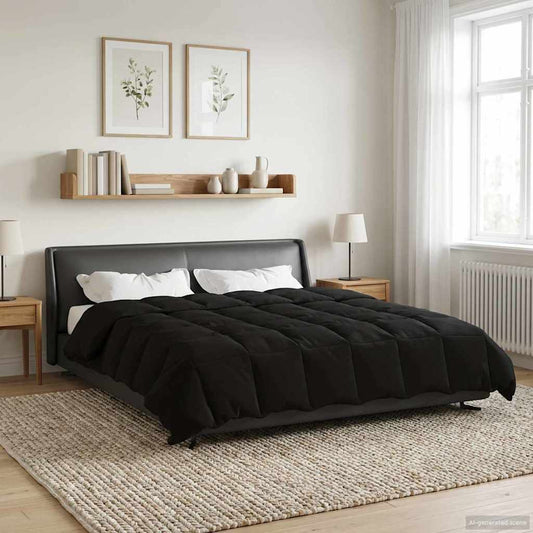 Winter Dekbed Gekwilt Zwart 220 x 240 cm Microfiber is nu te koop bij PeponiXL, paradijselijk wonen!