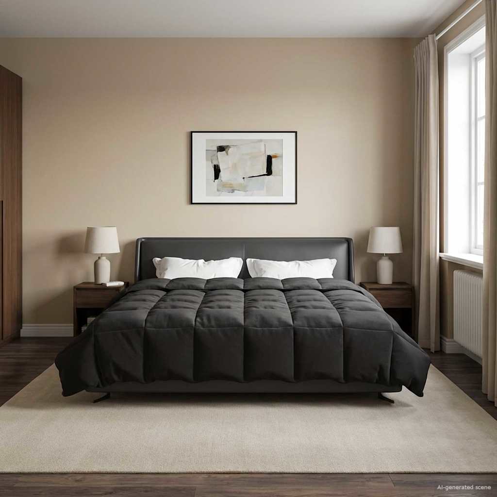 Winter Dekbed Gekwilt Zwart 220 x 260 cm Microfiber is nu te koop bij PeponiXL, paradijselijk wonen!