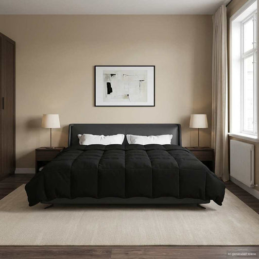 Winter Dekbed Gekwilt Zwart 240 x 260 cm Microfiber is nu te koop bij PeponiXL, paradijselijk wonen!