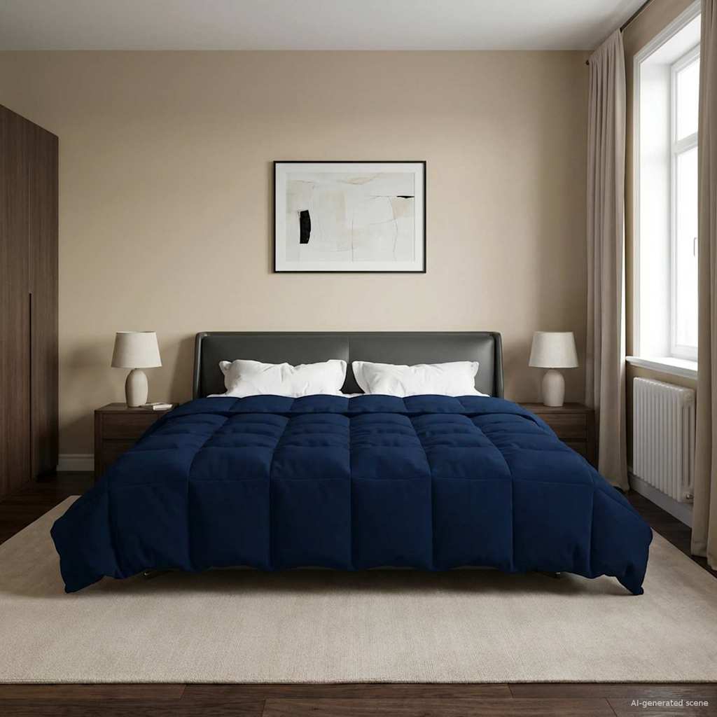 Winter Dekbed Gekwilt Donkerblauw 240 x 260 cm Microfiber is nu te koop bij PeponiXL, paradijselijk wonen!