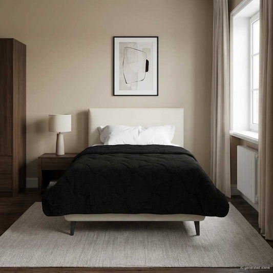 Vol jaar dekbed Zwart 140 x 220 cm Microfiber en Teddy fleece is nu te koop bij PeponiXL, paradijselijk wonen!