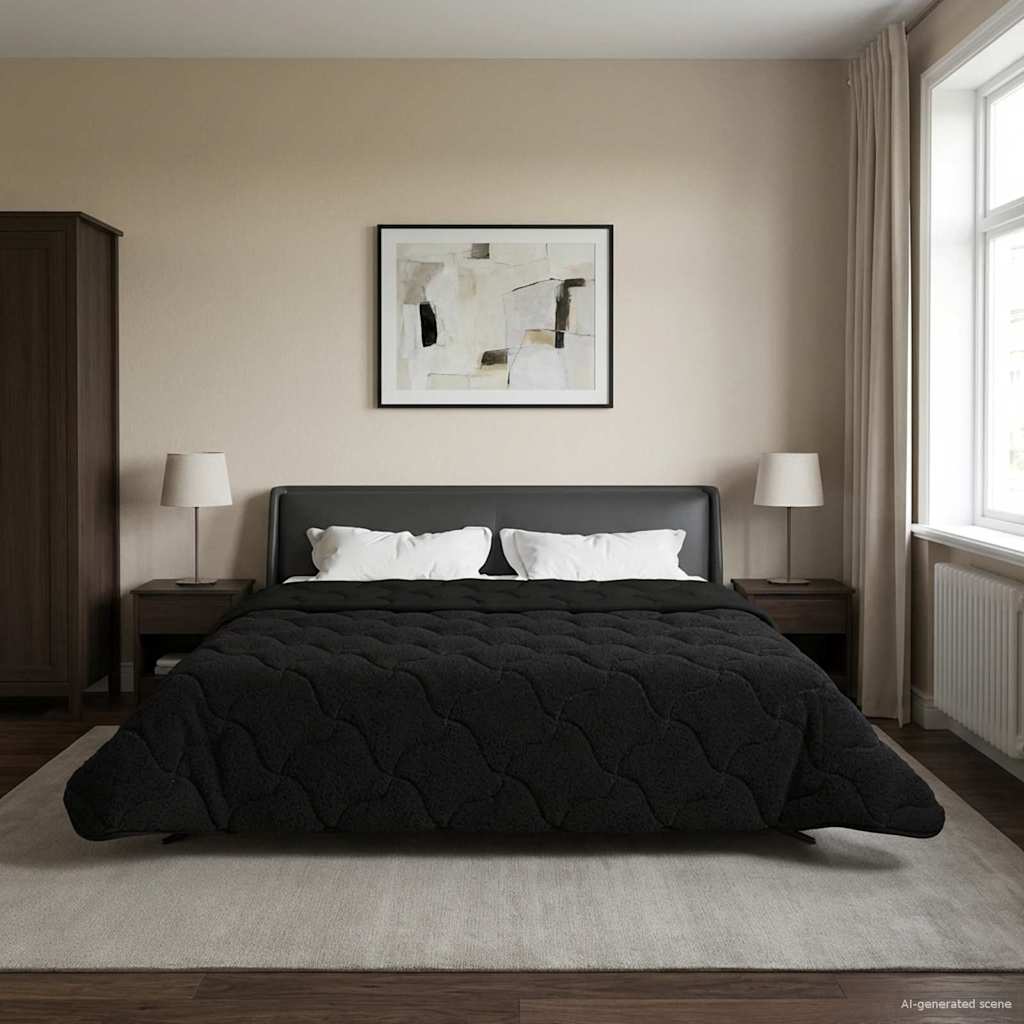 Vol jaar dekbed Zwart 200 x 200 cm Microfiber en Teddy fleece is nu te koop bij PeponiXL, paradijselijk wonen!