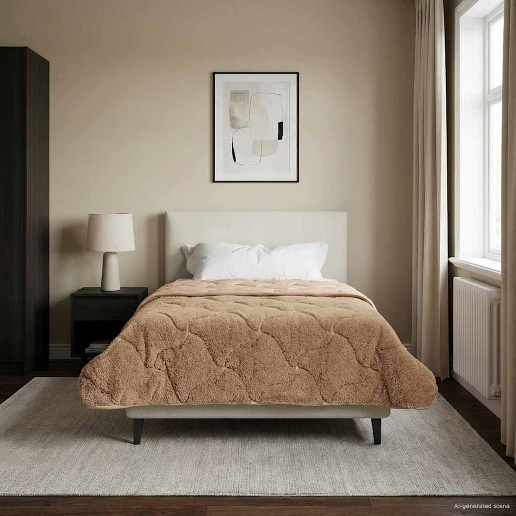 Vol jaar dekbed Taupe 140 x 220 cm Microfiber en Teddy fleece is nu te koop bij PeponiXL, paradijselijk wonen!