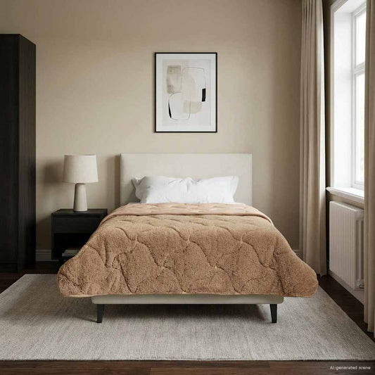 Vol jaar dekbed Taupe 140 x 220 cm Microfiber en Teddy fleece is nu te koop bij PeponiXL, paradijselijk wonen!