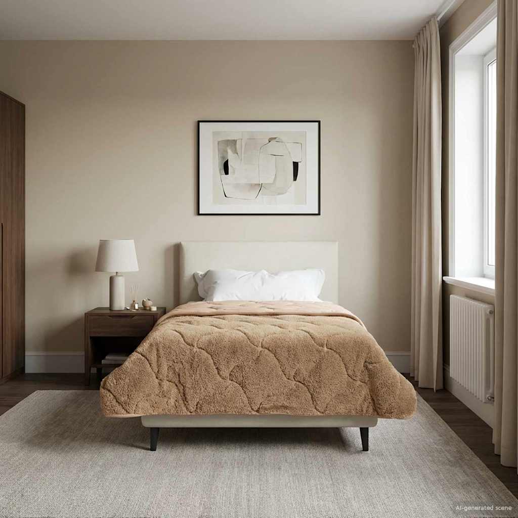 Vol jaar dekbed Taupe 155 x 200 cm Microfiber en Teddy fleece is nu te koop bij PeponiXL, paradijselijk wonen!