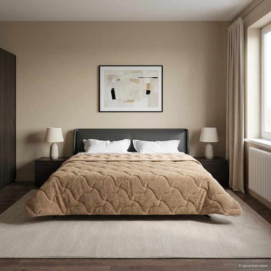 Vol jaar dekbed Taupe 200 x 200 cm Microfiber en Teddy fleece is nu te koop bij PeponiXL, paradijselijk wonen!
