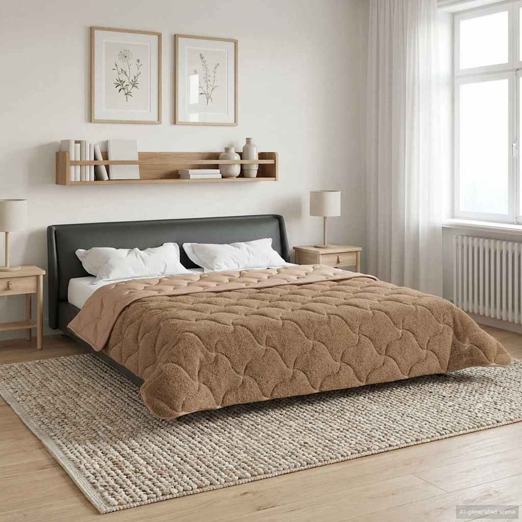 Vol jaar dekbed Taupe 200 x 240 cm Microfiber en Teddy fleece is nu te koop bij PeponiXL, paradijselijk wonen!