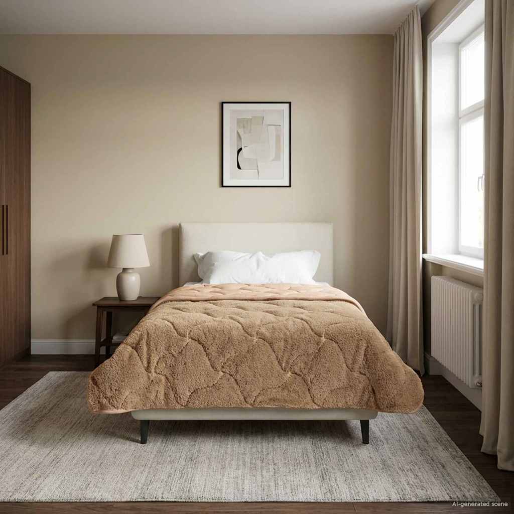 Vol jaar dekbed Taupe 135 x 220 cm Microfiber en Teddy fleece is nu te koop bij PeponiXL, paradijselijk wonen!