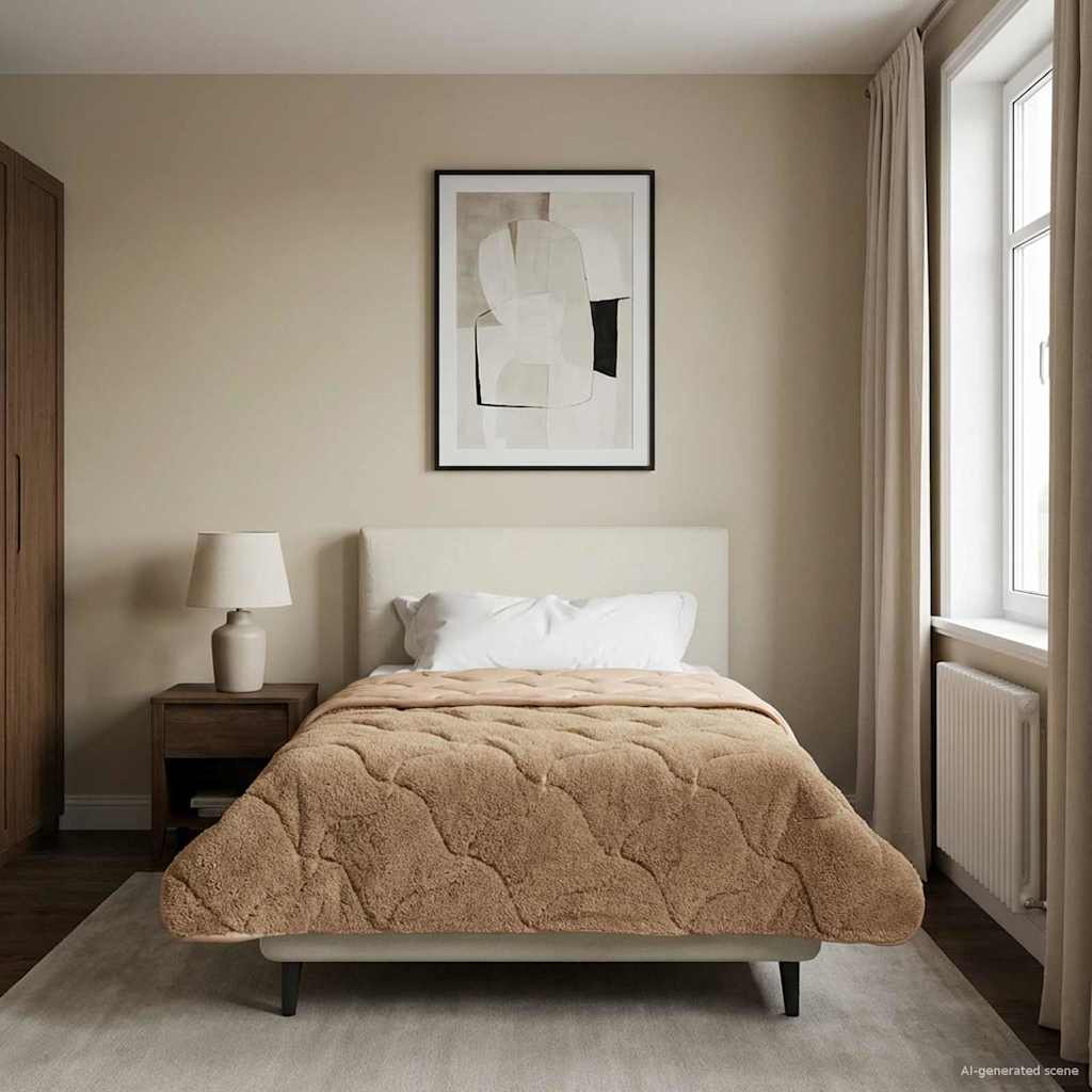 Vol jaar dekbed Taupe 140 x 220 cm Microfiber en Teddy fleece is nu te koop bij PeponiXL, paradijselijk wonen!