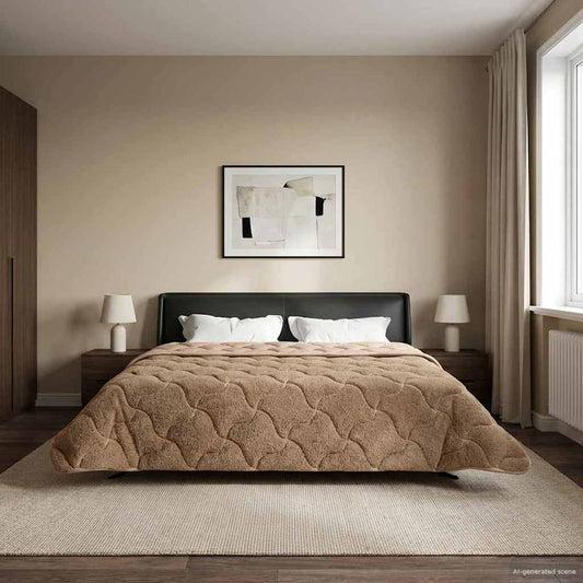 Vol jaar dekbed Taupe 200 x 220 cm Microfiber en Teddy fleece is nu te koop bij PeponiXL, paradijselijk wonen!