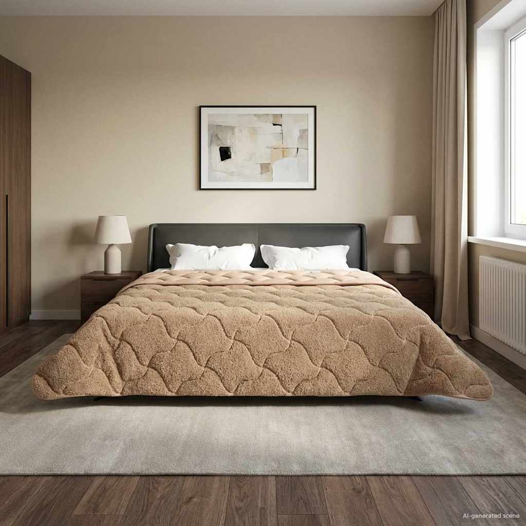 Vol jaar dekbed Taupe 220 x 260 cm Microfiber en Teddy fleece is nu te koop bij PeponiXL, paradijselijk wonen!