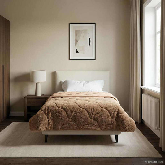 Winter Dekbed Taupe 135 x 200 cm Microfiber en Teddy fleece is nu te koop bij PeponiXL, paradijselijk wonen!