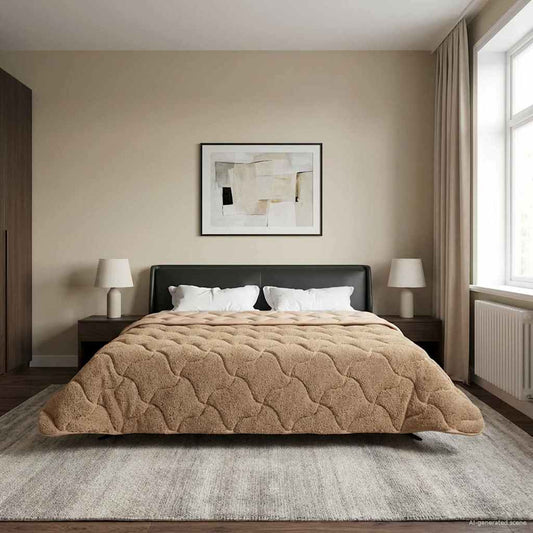Winter Dekbed Taupe 200 x 240 cm Microfiber en Teddy fleece is nu te koop bij PeponiXL, paradijselijk wonen!