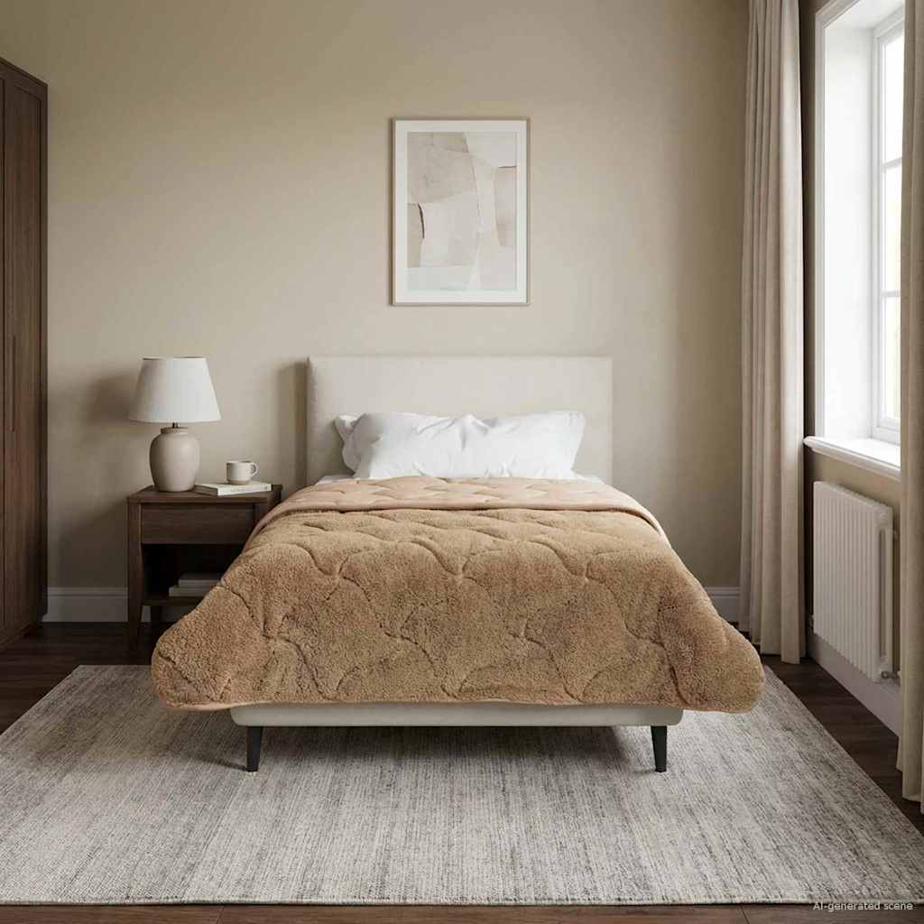 Winter Dekbed Taupe 135 x 220 cm Microfiber en Teddy fleece is nu te koop bij PeponiXL, paradijselijk wonen!