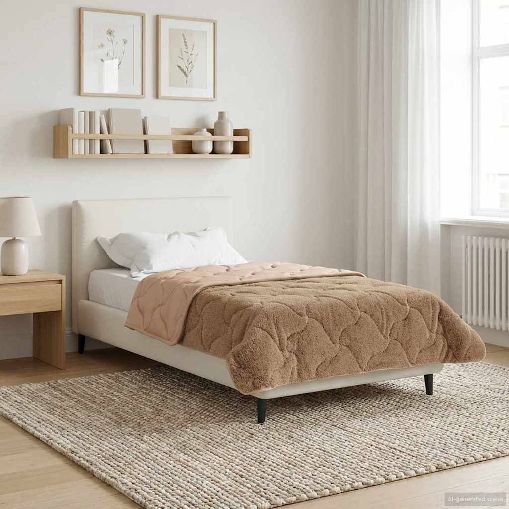 Winter Dekbed Taupe 140 x 220 cm Microfiber en Teddy fleece is nu te koop bij PeponiXL, paradijselijk wonen!